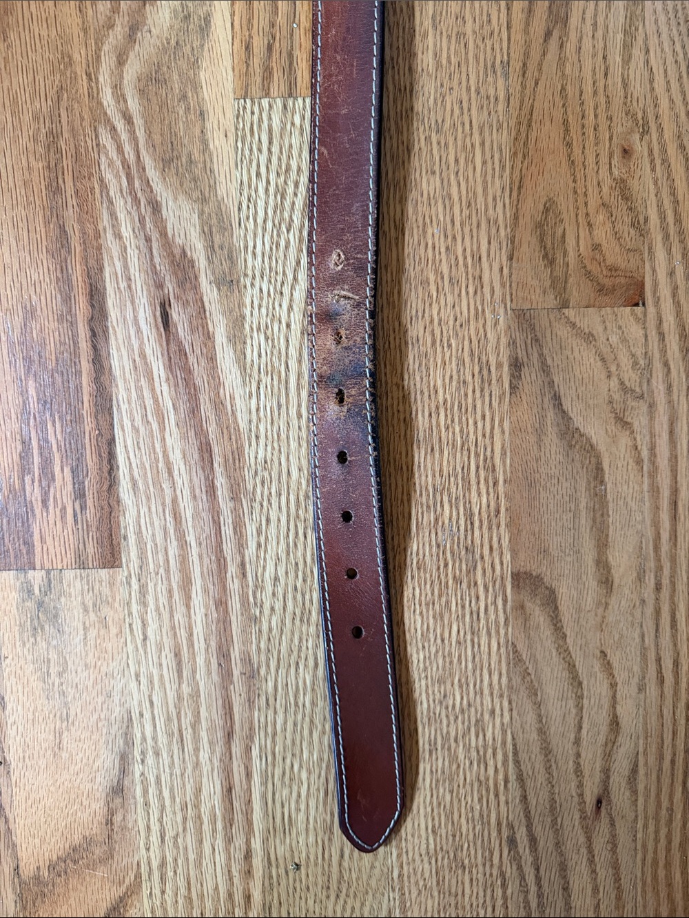 Polo by Ralph Lauren Chestnut Brown Leather Belt with Brass Plaque - Picture 5 of 7